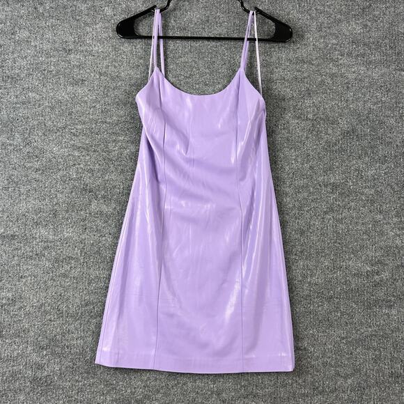 Alice Olivia Dress 6 Nelle Purple Vegan Faux Leather Mini Bodycon Party Sexy - Picture 6 of 15